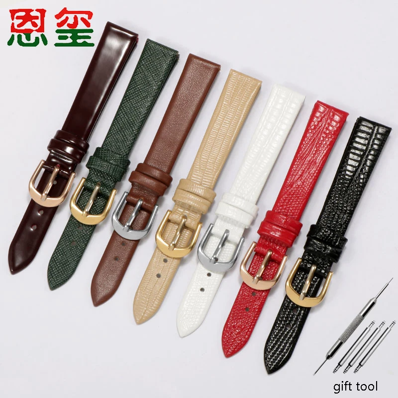 

Genuine Leather Wristband 14mm Black White Red Green Strap Replacemnt Belt For for AR1876/1726/1757/1681 Female's Watch Chain