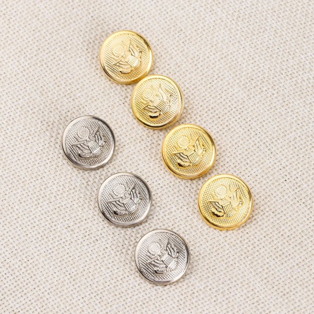 10PCS 15mm Round Metal Eagle Badge Blazer Button Eagle Button Sewing Clothing Eagle Button Blazer Suits Uniform DIY Decoration