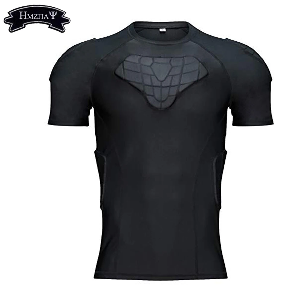 Padded Compression Shirt Chest Protector Undershirt for Football Soccer Paintball Shirt Protective Gear Chest Rib Guards