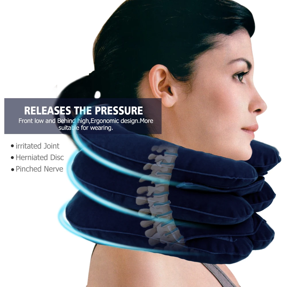 Soft Neck Cervical  Support Collar Pillow Inflatable Air Neck Traction Pain Stress Relief Neck Stretcher Apparatus Device