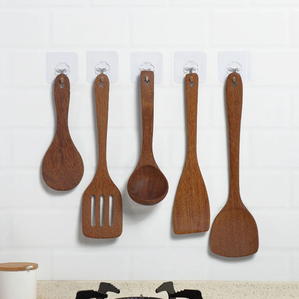 Wooden Kitchenware Long Handle Spatula Rice Scoop Vegetable Meat Cooking Shovel Mixing Spoons for Nonstick Pan Kitchen Tools
