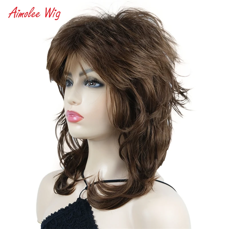 Aimolee Long Straight Layered Daily Wig with Bangs Heat Friendly Synthetic Smooth Women Fashion Wigs