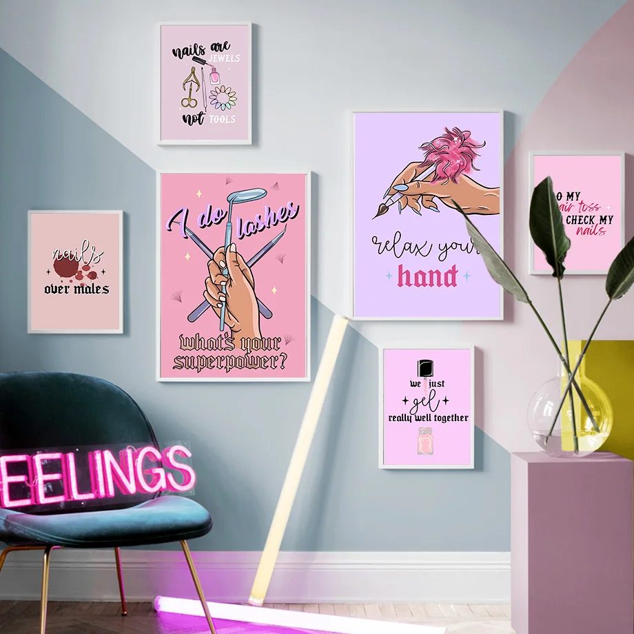 Makeup Nail Polish Lashes Wall Art Canvas Painting Nordic Fashion Posters And Prints Pictures For Beauty Salon Room Home Decor