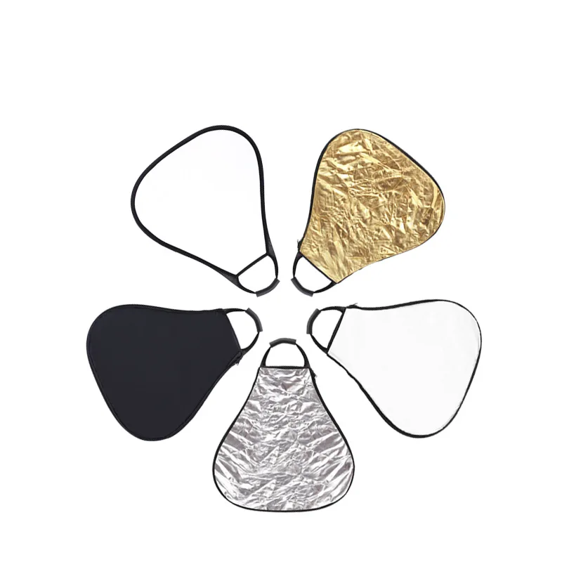 Refletor triangular 5 em 1 de 60/80 cm com alça para iluminação de estúdio fotográfico &   Refletor de luz dobrável para iluminação externa