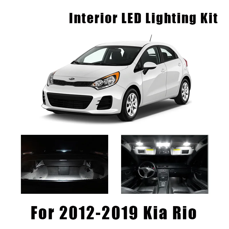 

10pcs White LED Light Map Dome Bulbs Interior Package Kit For Kia Rio 2012-2016 2017 2018 2019 Trunk Cargo License Lamp No Error