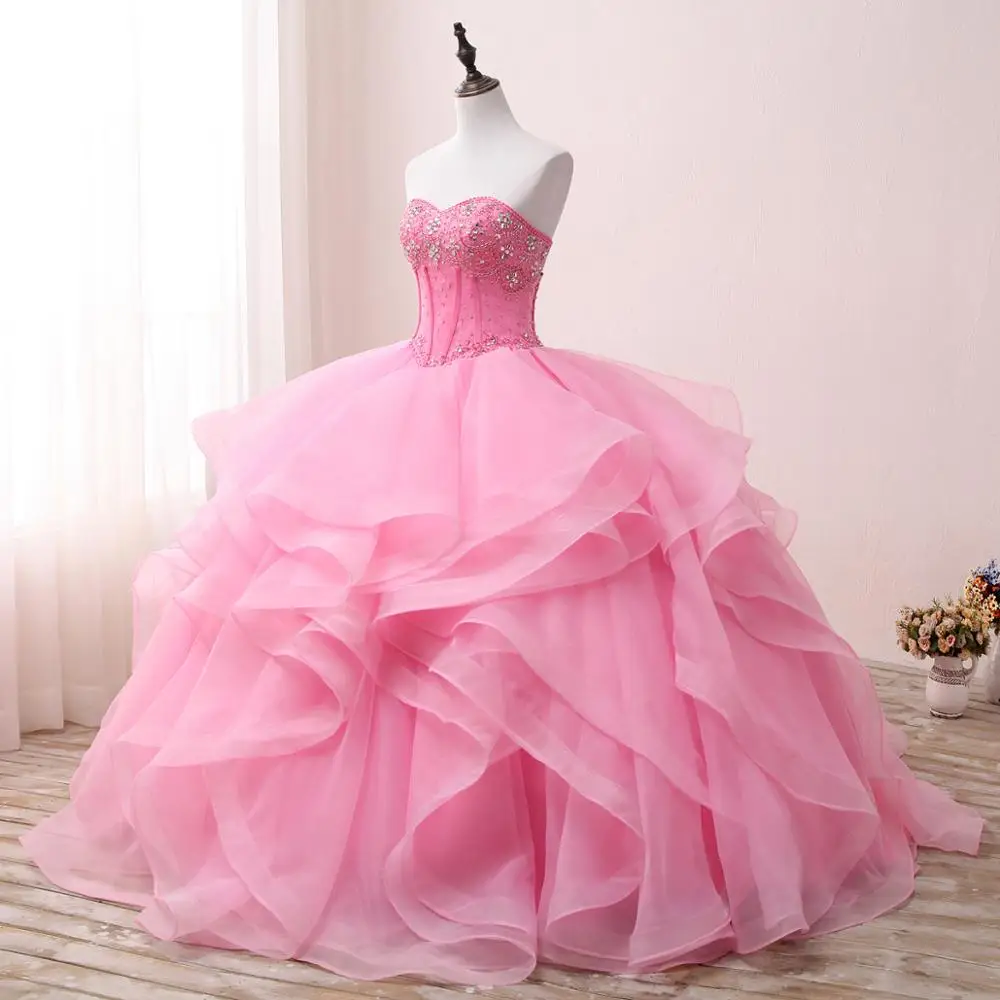 Janevini Thanh Lịch Phồng Voan Dài Quinceanera Đầm Bầu 2020 Sweetheart Đính Hạt Sweet 16 Đầm Chính Thức Thi Vũ Hội Đồ Bầu