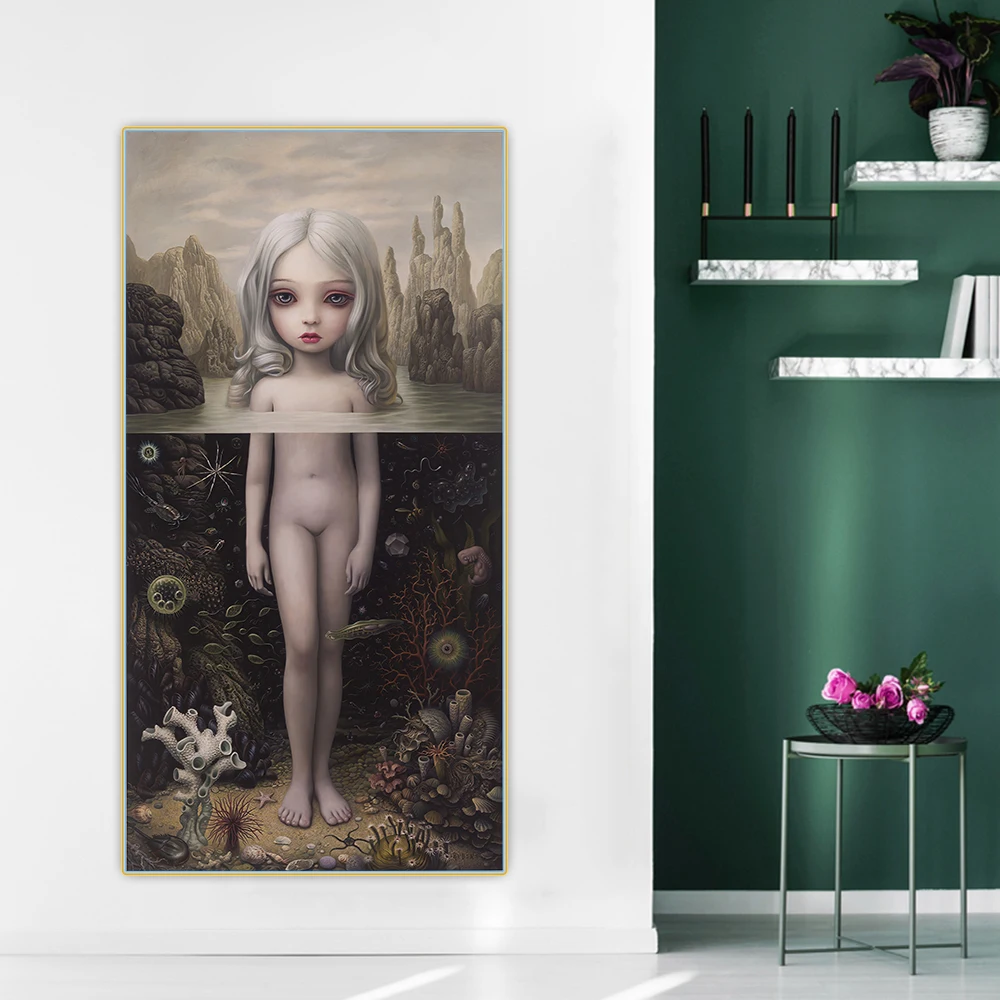 Citon Canvas Art Oil painting Mark Ryden《Aurora, 2016》Artwork Poster Picture Modern Wall Decor Home Living room Decoration