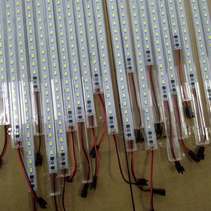 

100pcs/lot Hard Strip 0.5m 1m 1.2m 220v SMD 2835 144 LED Cabinet Tube Ceiling Lamp Bar Lights Aluminium Profile Light