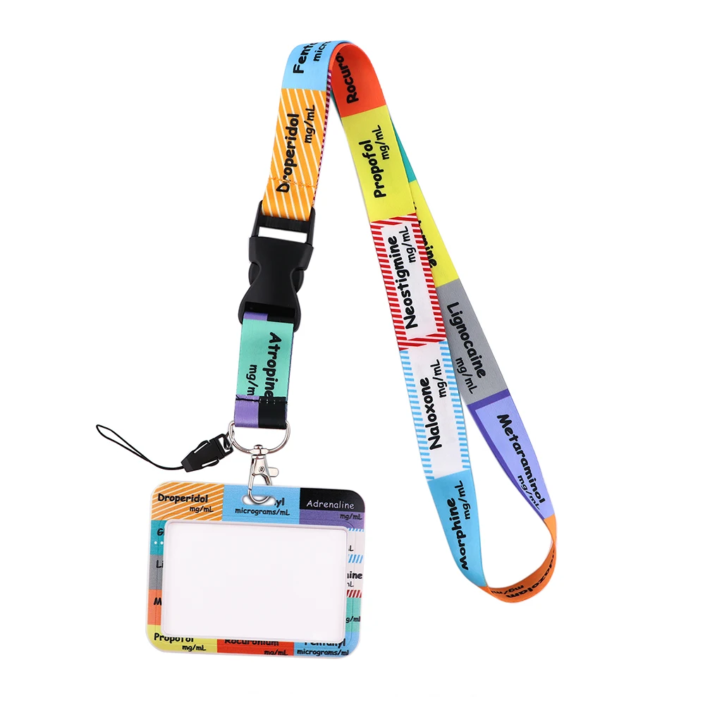 PF138 Dongmanli Doctors Nurses Critical Care ICU Anaesthetics Cartoon Lanyard Holder ID Card Pass Hang Rope Lariat Key Chain