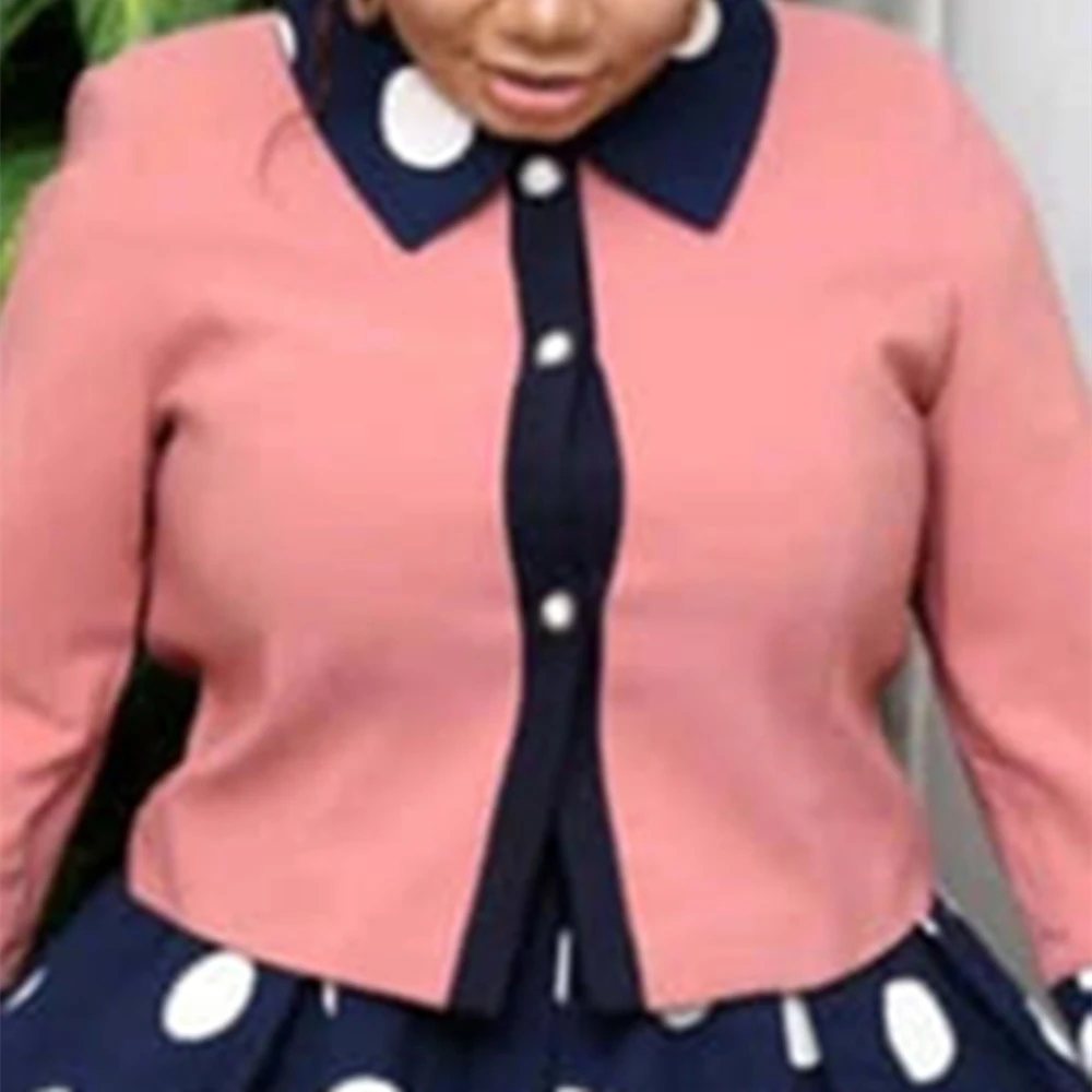 2021 New Hot Sale African Style Plus Size Coat And Big Wave Point Dress Suits Two Piece Set For Women