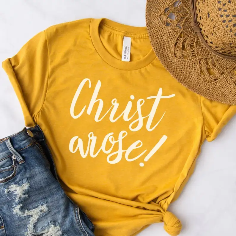

Christ Arose Shirt Christian Women y2k Streetwear T-Shirt Fashsion Letter 100% Cotton Female Clothing O Neck Short Sleeve Tees