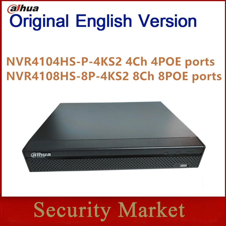 Original Dahua NVR4104HS-P-4KS2/L NVR4108HS-8P-4KS2/L 4/8 Channel Compact 1U 4PoE/8PoE 4K&H.265 Lite Network Video Recorder