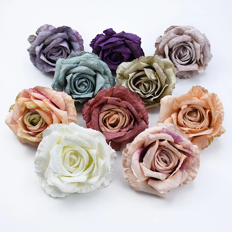 2PCS Retro Roses Head Wedding Decorative Flowers Wall Christmas Decorations for Home Scrapbooking Artificial Flowers Wholesale