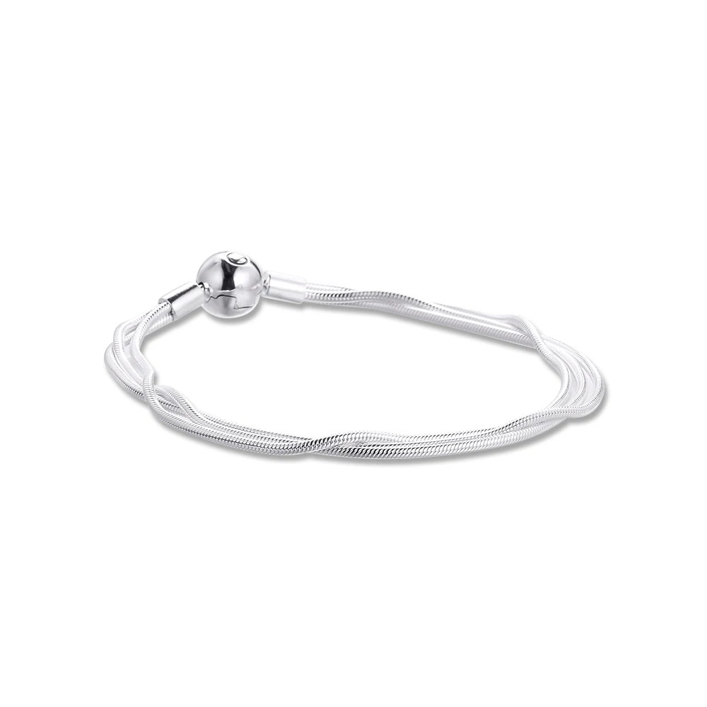 

Icons Moments Multi-Snake Chain Fits Original Silver Charms & Beads Woman DIY Fashion Jewelry Making Sterling Silver Bangle