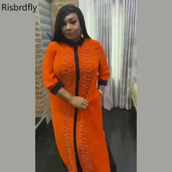 African Dresses for Women 2021 Summer African Clothes Diamonds Bead Boubou Africaine Femme Robe Africa Dress