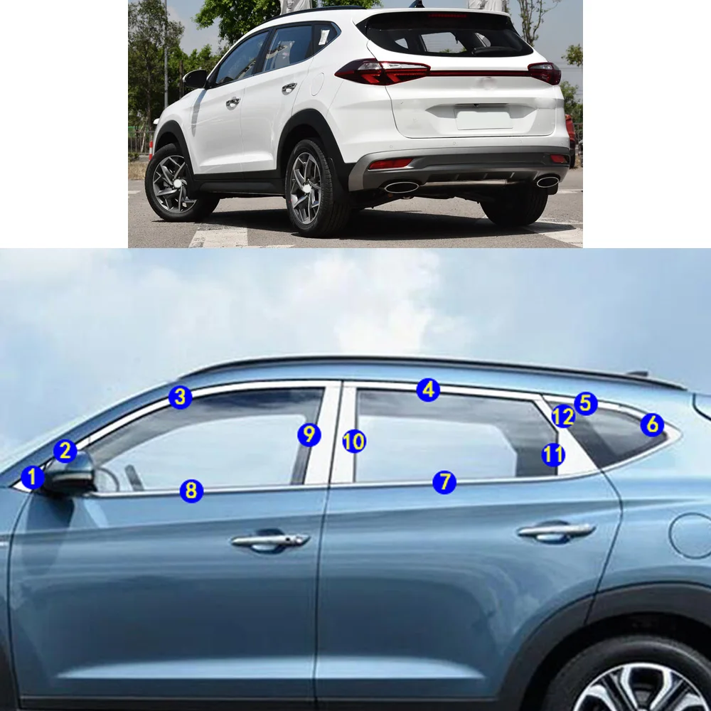 Car Styling Sticker Garnish Pillar Window Middle Strip Trim Frame Hoods For Hyundai Tucson 2015 2016 2017 2018 2019 2020 2021