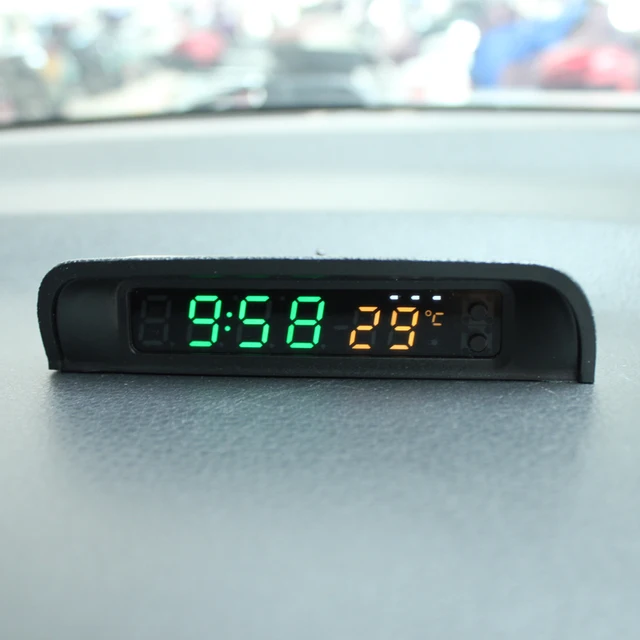 Solar Car cyfrowy zegar termometr podwójny kolor wyświetlacz inteligentny przełącznik High Precision LED cyfrowy zegar Dashboard Watch Accessorie