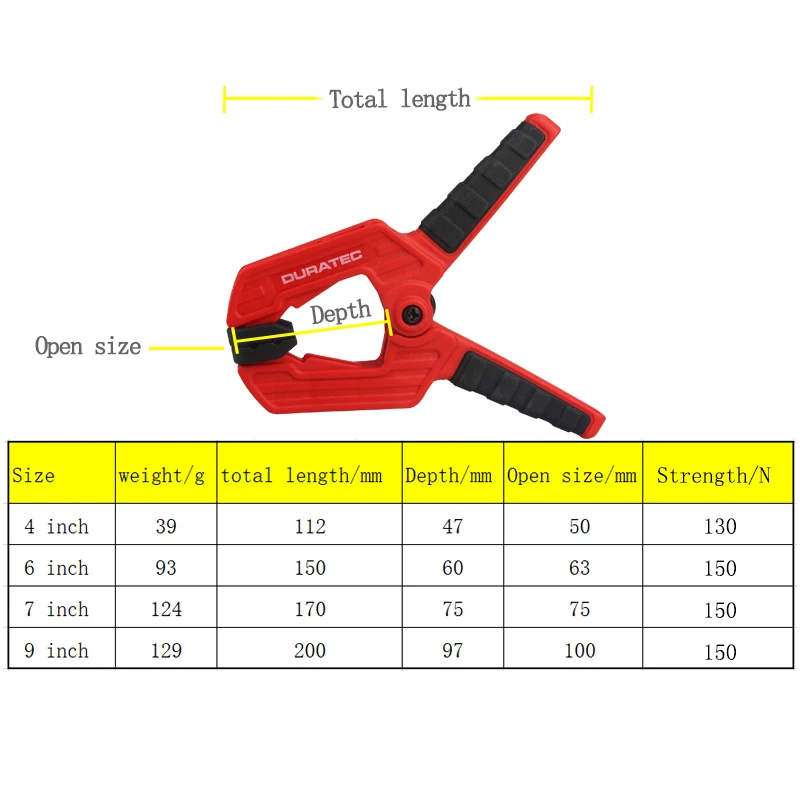 Heavy Duty Woodworking Plastic Spring Clamp Strong A Type Extra Large Clip Nylon Wood Carpenter Tool