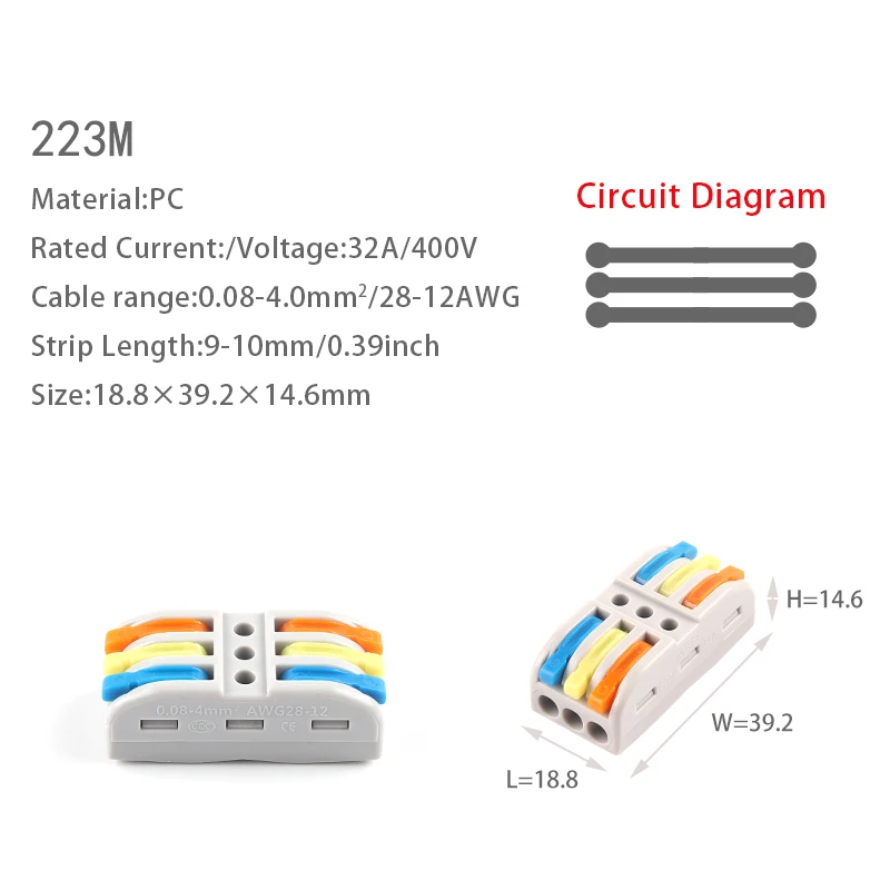 5PCS Fast Wire Cable Connectors Universal Compact Conductor Spring Splitter Wiring Connector Push-in Terminal Block For Electric