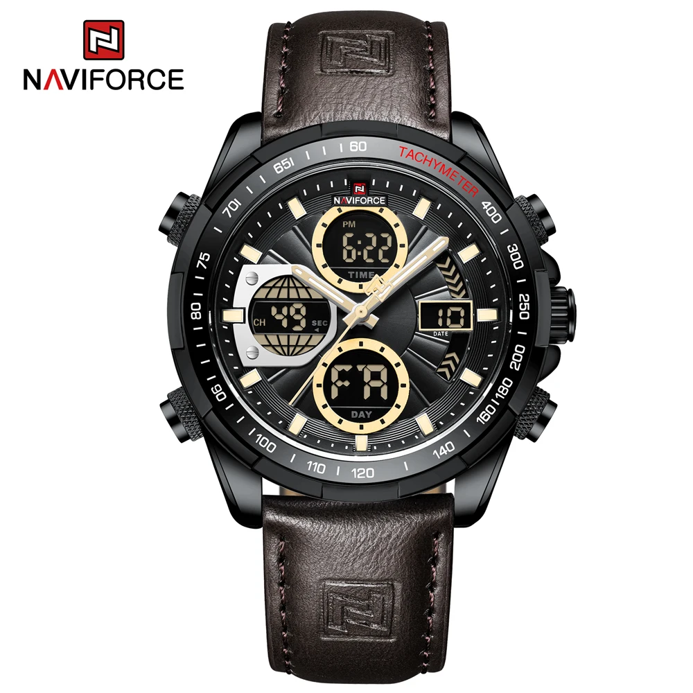 NAVIFORCE High Quality Watches for Men Luxury Big Dial Digit Quartz Watch Military Waterproof Double Display Clock Male