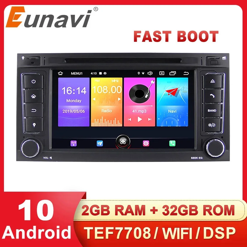 

Eunavi Android блок 2 Din автомобильное радио GPS Мультимедиа для VW Touareg Transporter T5 2004-2011 Multivan WIFI Bluetooth Carplay