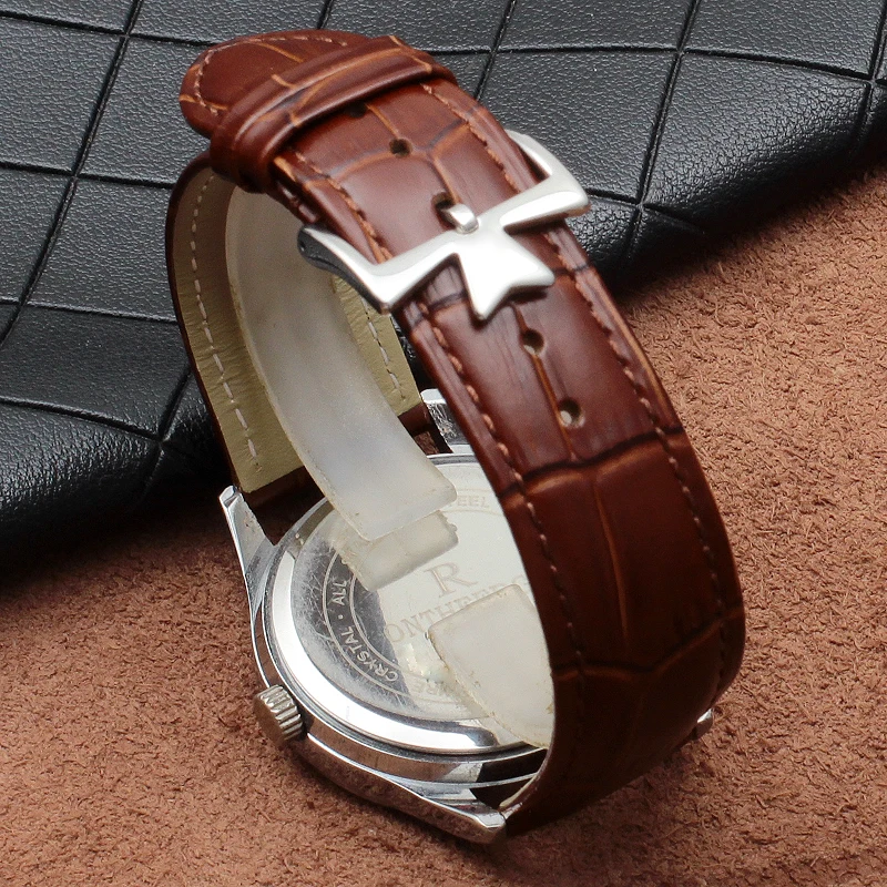 18mm 19mm 20mm 21mm 22mm Genuine Leather Watch Band Replacement for Vacheron Constantin Patrimony VC Black Brown Cowhide Strap