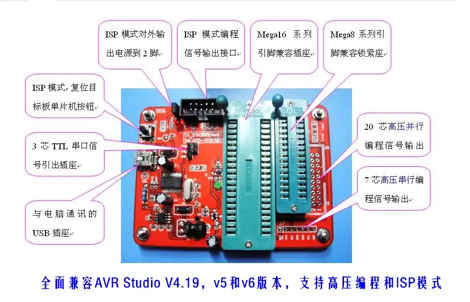 AVR High Voltage Programmer, High Voltage Serial USB to Serial Port, ISP STK500 Four in One Parallel