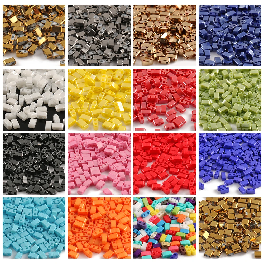 Two Holes Tila Seedbeads DIY Czech Glass Jewelry Beads for Handmade Jewelry Bracelets Making 5*2*2mm 5*5*2mm 5grams/lot