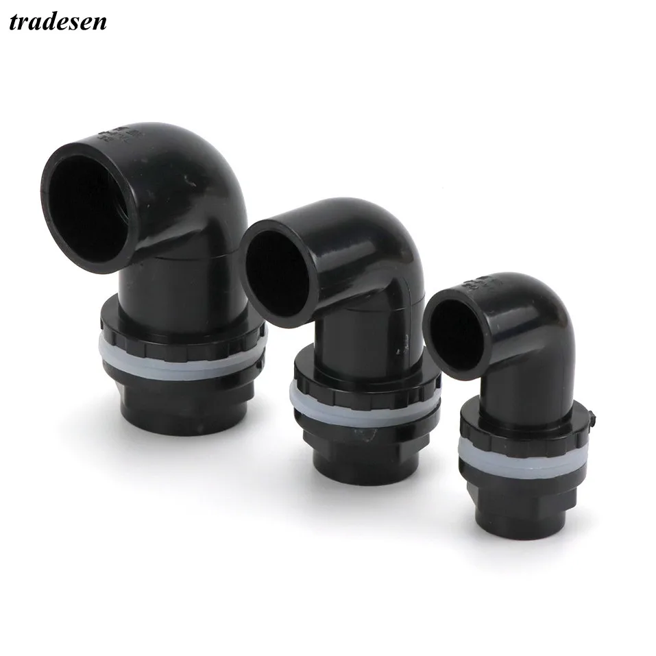 I.D 20~50mm Black PVC Pipe Aquarium Fish Tank Drainage Connector Drain Fittings Straight Inlet outlet Elbow Overflow Connectors