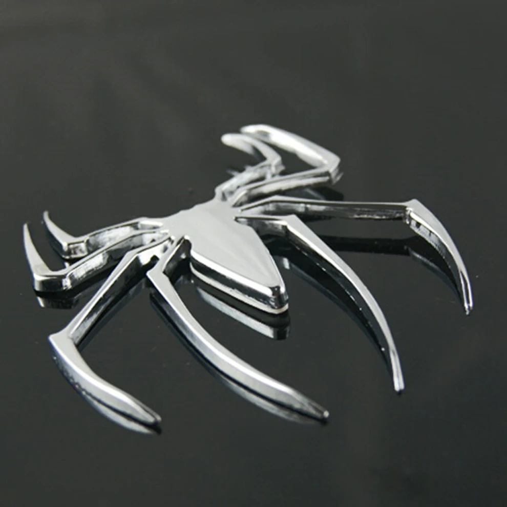 

HOT 3D Car Stickers Metal Silver/Gold Spider Shape Chrome Badge Auto Truck Logo Emblem Decal Car Accessories Cool Retrofit Tool