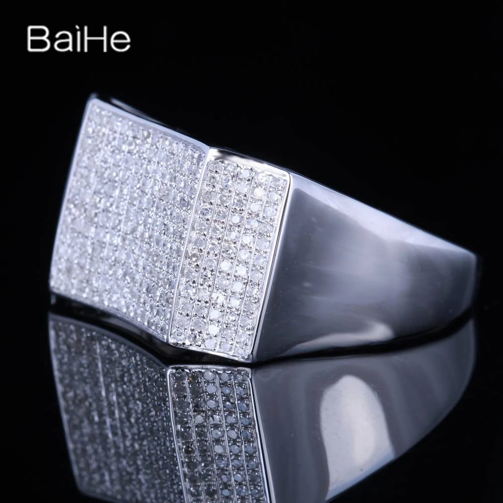 BAIHE Sterling Silver 925 H/SI Natural Diamond Ring Men Wedding Trendy Fine Jewelry Making خاتم الماس رجال Bague Homme Diamant