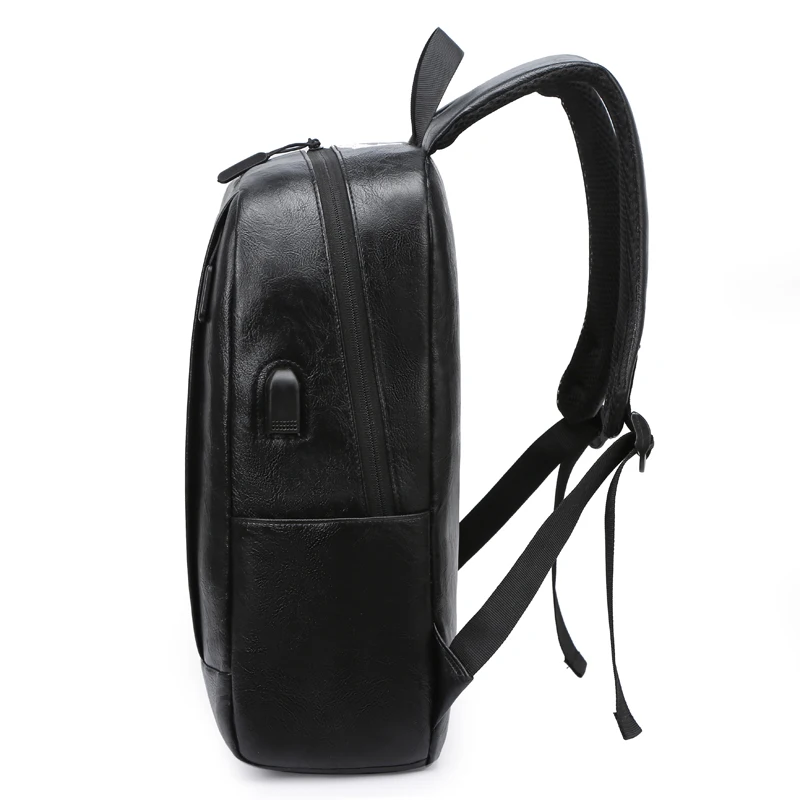 2021 Fashion Männer PU Leder Rucksack 15,6 zoll Männer Schule Laptop Rucksäcke Wasser Abweisend Reise 20L Multi USB Ladegerät Männlichen
