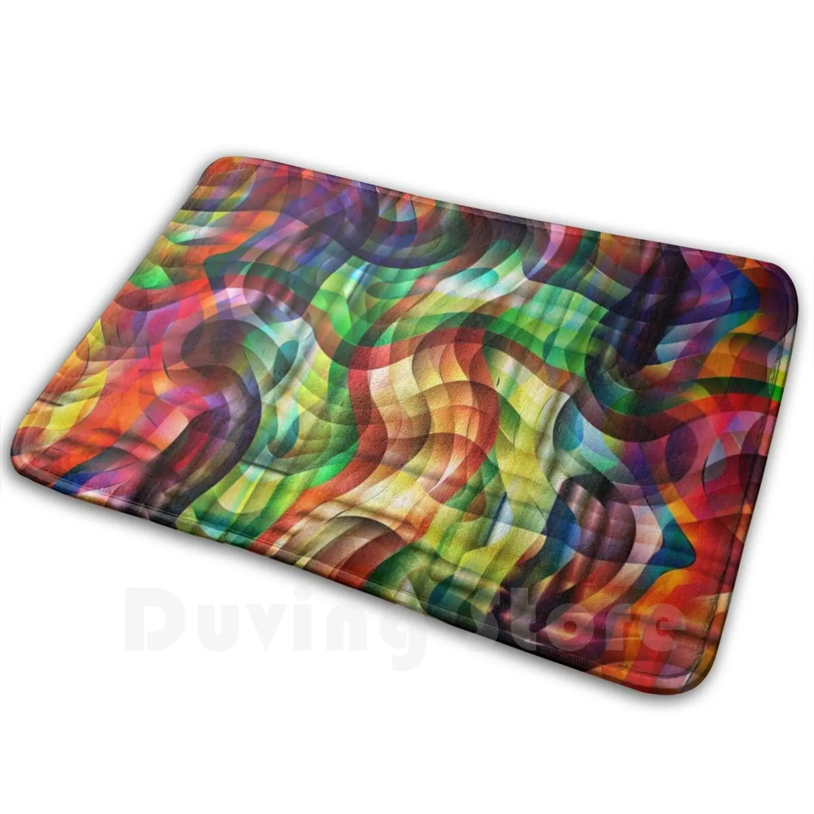 Rainbow Wave Mat Rug Carpet Anti-Slip Floor Mats Bedroom Rainbow Background Sky Vector Colorful Abstract Concept Blue Bright