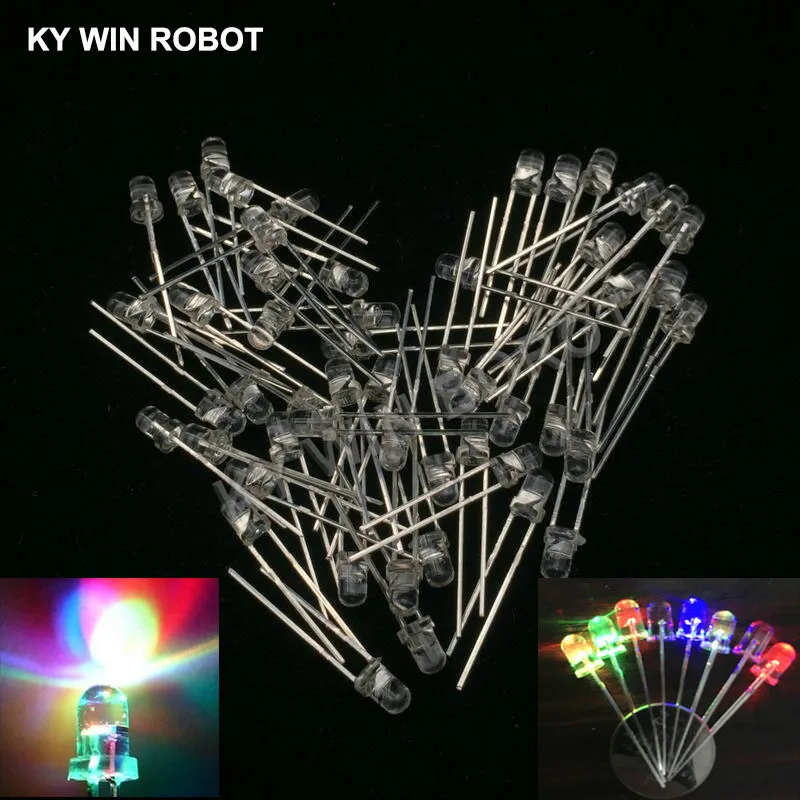 50 teile/los F3 3mm Schnell/Langsam RGB Flash Rot Grün Blau Regenbogen Multi Farbe Leuchtdiode Runde LED volle Farbe DIY – Detail 1