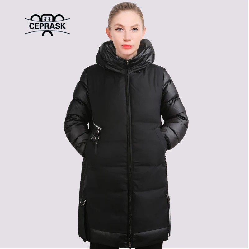 CEPRASK 2023 New Winter Parkas Women Long Large Size Padded Coat Quilted Thick Cotton Female Jacket Warm Outerwear Clothing