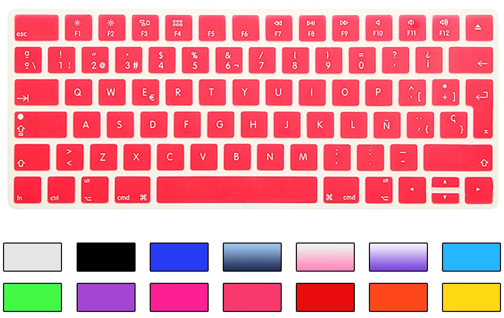 HRH Slim ESP Spanish Keyboard Cover Silicone Skin For Apple Magic Wireless Bluetooth Keyboard MLA22LL/A (A1644,2015 Released)