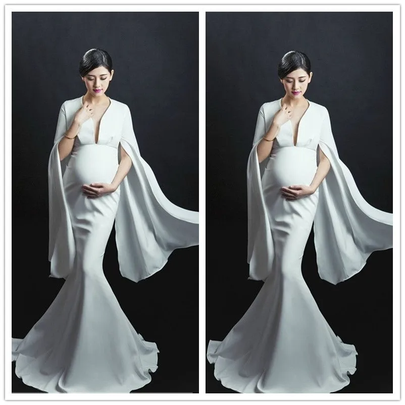 Robe blanche de maternité pour femmes enceintes, vêtements de photographie, traîne, nouveau studio, 2024