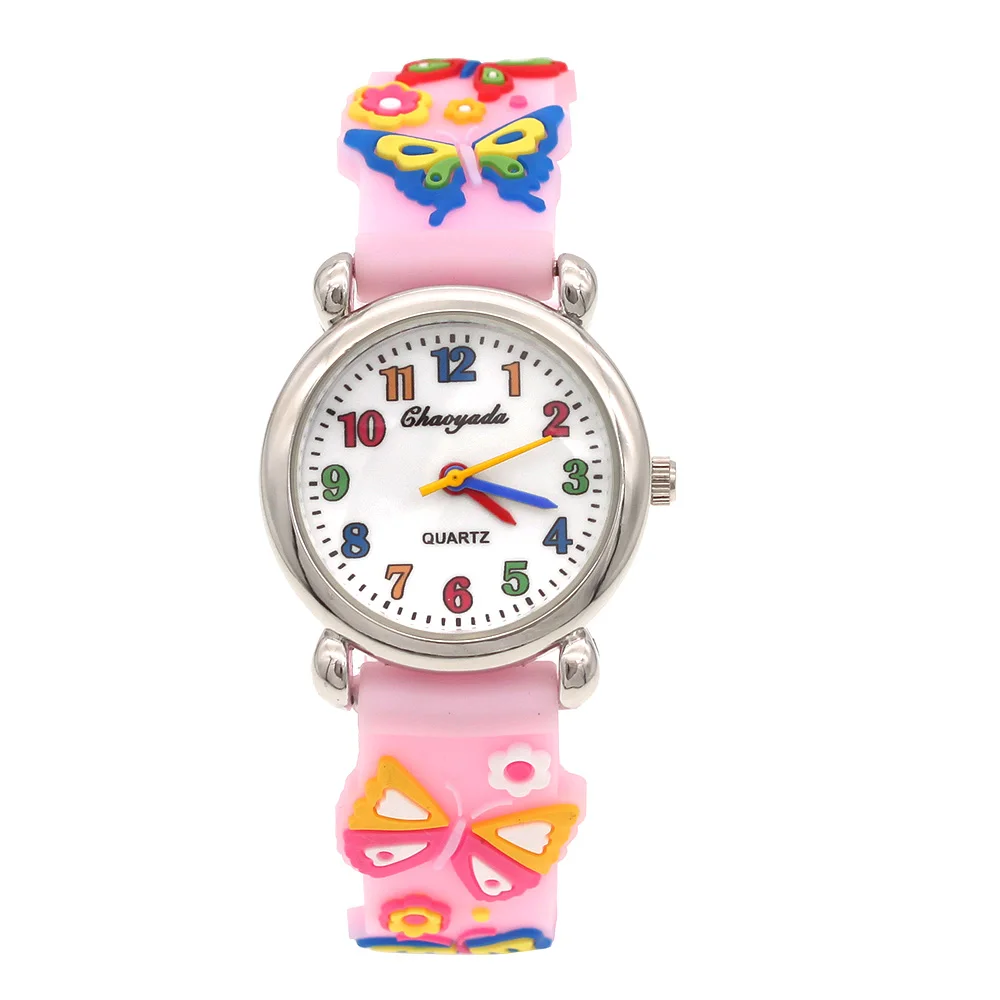 New Butterfly Watch 3D Silicone Strap Children Quartz Watch Kids Girl Boys Students Watches Wristwatch Xmas Gifts Colorful Dial