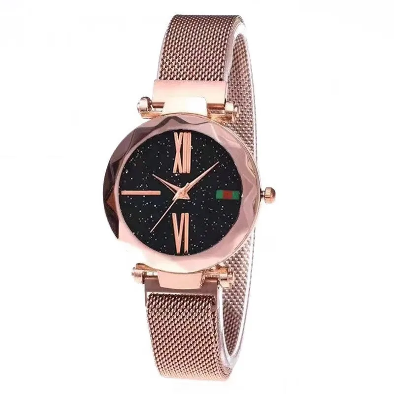 

Luxury Rose Gold Women Watches Minimalism Starry sky Magnet Buckle Fashion Casual Female Wristwatch Waterproof Roman Numeral