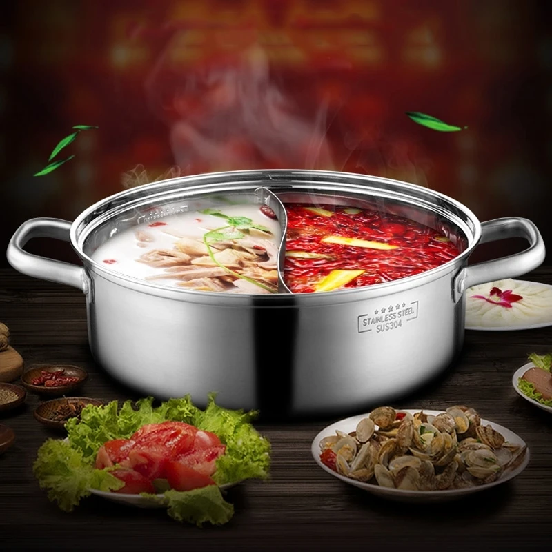 Stainless Steel Mandarin Duck Hot Pot Accessories Gas Induction Cooker Chinese Hotpot Fondue Chinoise Kitchen Cooking Cookware