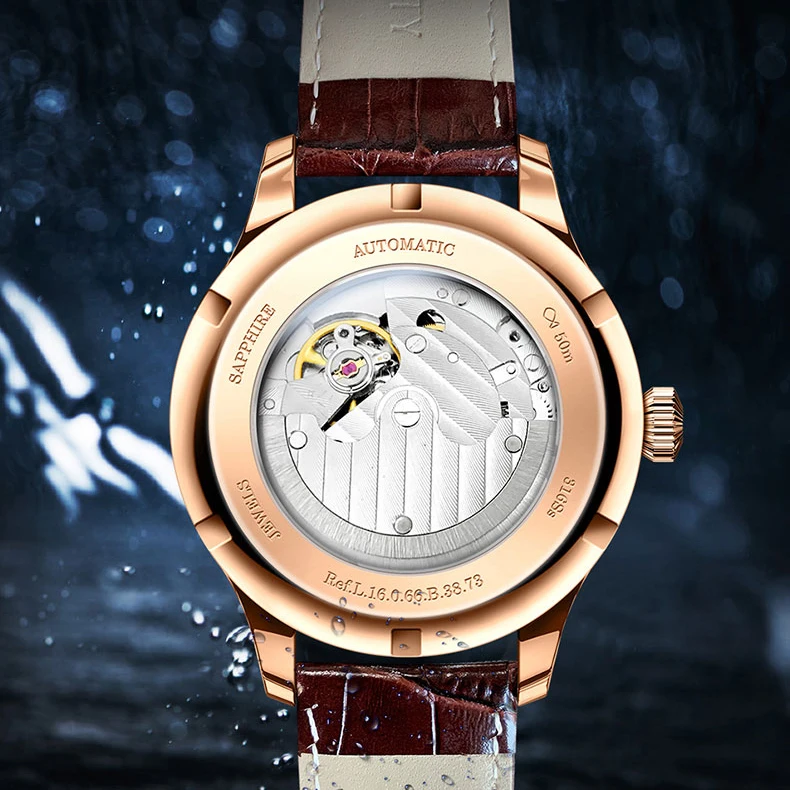 BORMAN Men Automatic Watch 40mm Mechanical Wristwatch Ultrathin 50m Waterproof Sapphire Crystal Auto Date