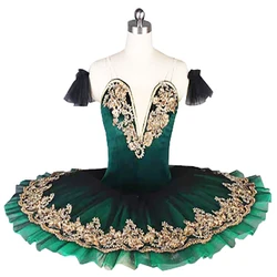 Falda de tutú de ballet profesional para niños, vestido de escenario, traje de espectáculo de escenario, Lago de los Cisnes, color verde