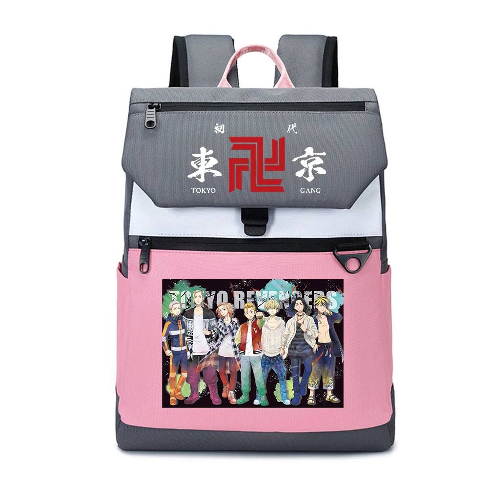 

Tokyo Revengers Cartoon Laptop Backpack Girls Pink School Bags Anime Travel Bagpack Large Bookbag Students School Rugzak