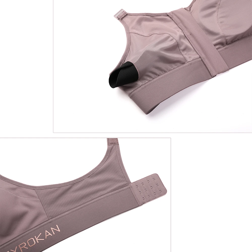 Soutien-gorge de sport à bretelles réglables pour femme, soutien-gorge d'entraînement rembourré sans fil, impact élevé, fermeture éclair avant