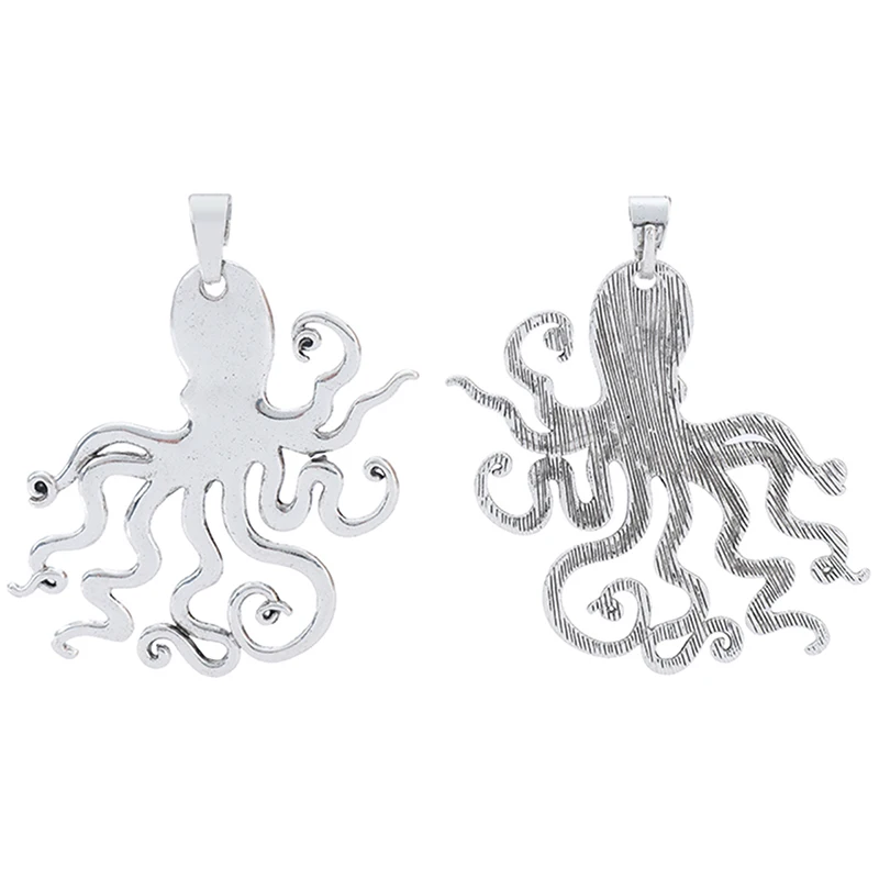 ZXZ 2pcs Large Octopus Squid Charms Pendants Nautical Steampunk for Necklace Jewelry Making Findings 90x70mm