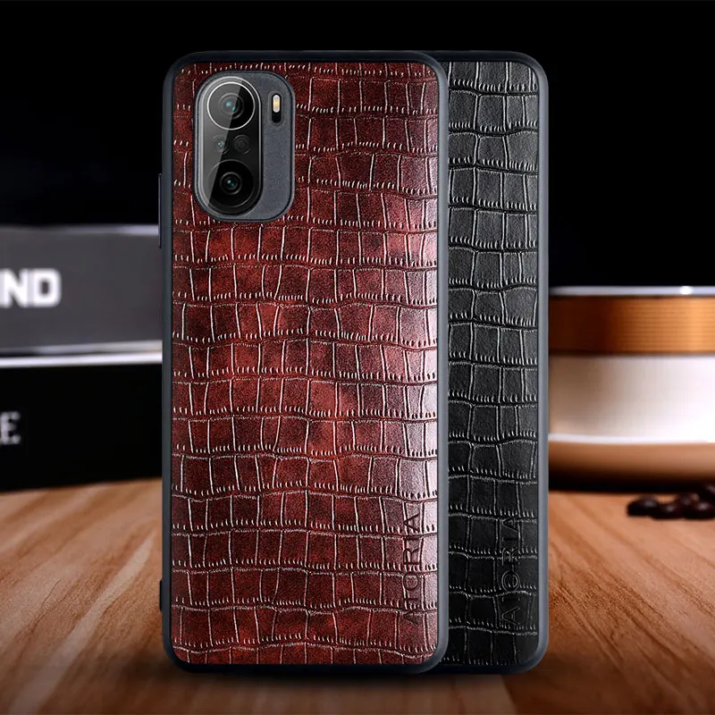 Case for Xiaomi Poco F3 Pro funda luxury crocodile pattern leather soft TPU hard phone cover for Xiaomi Mi 11i 11X Pro case capa