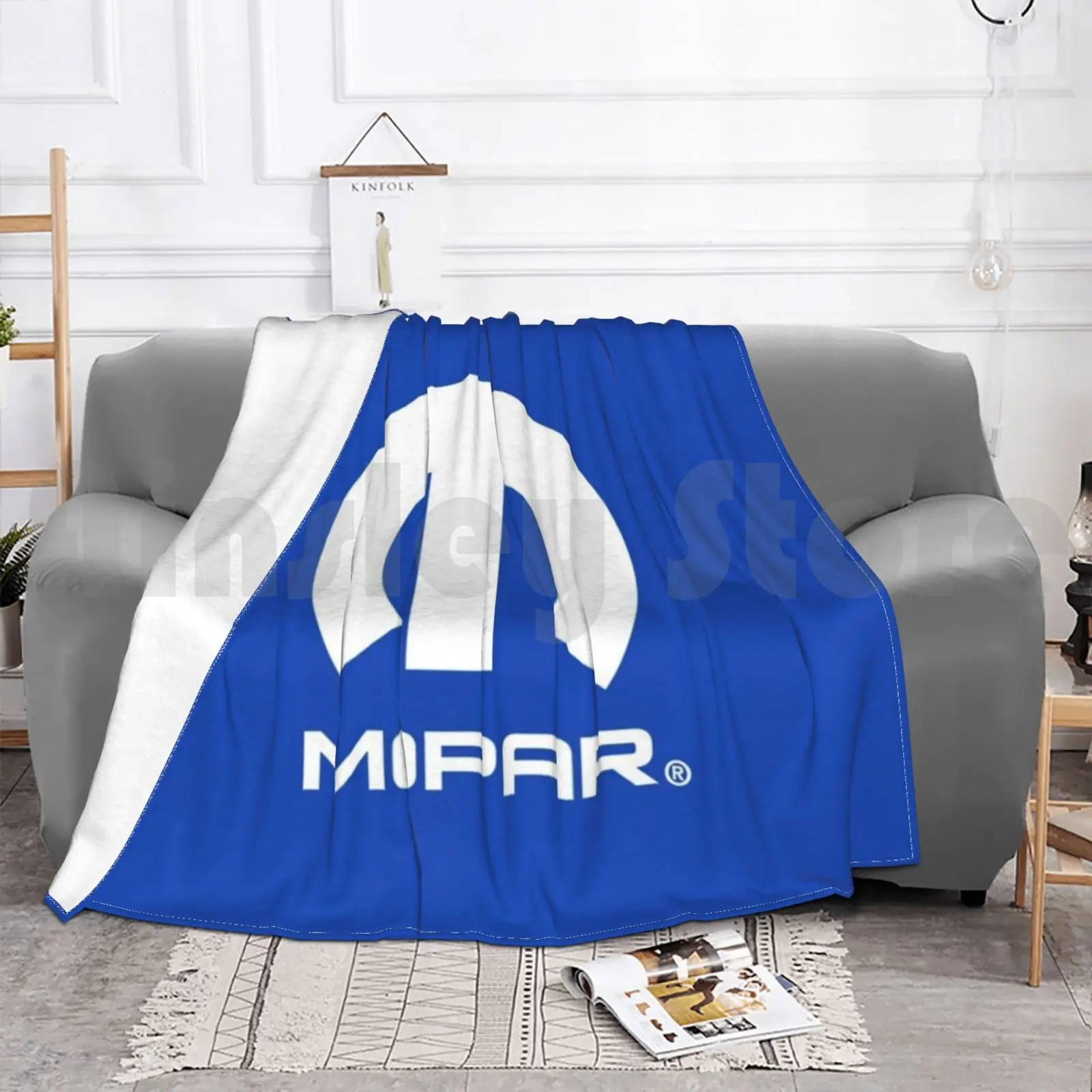 Mopar White Logo Fan Art Blanket Super Soft Warm Light Thin Mopar Logo Symbol Parts Chrysler Muscle Car Cars view 4