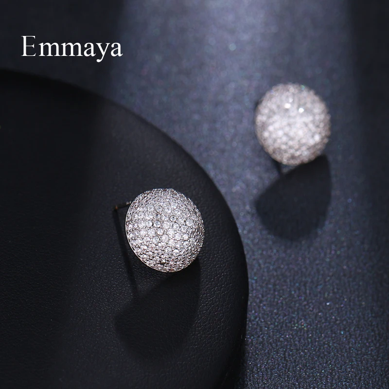 Emmaya Most Popular Minimalism Semi-Circular Shape zircon Female Fashion Dinner First Choice Simplicity Stud Earrings