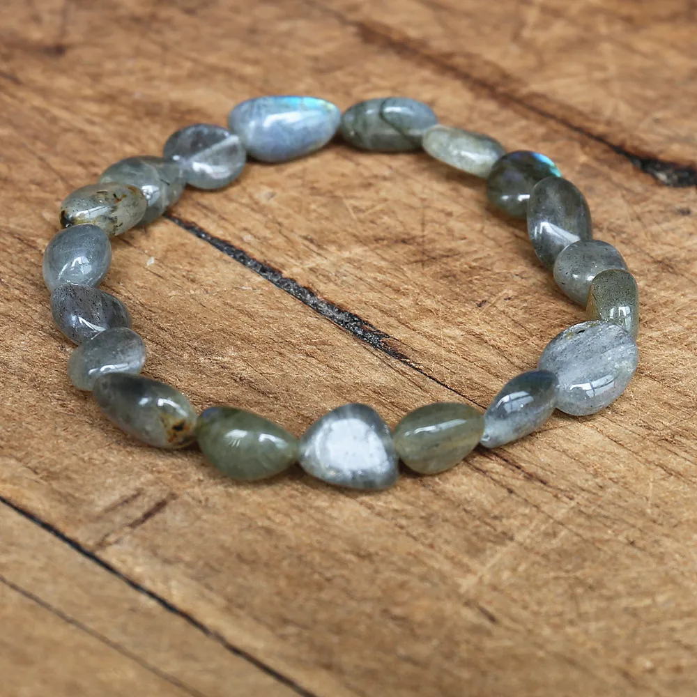 8-10mm Irregular Labradorite Stone Beaded String Bracelet Women Couple Friendship Bracelet Handmade DIYJewelry