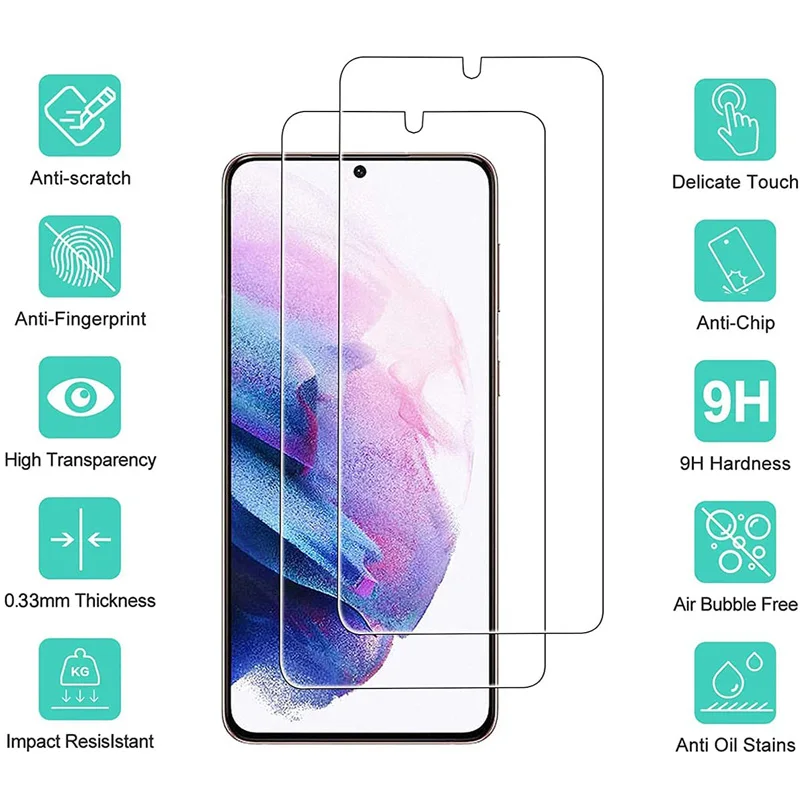 3Pcs Tempered Glass For Samsung Galaxy S21 Plus S21FE Screen Protector 9H 2.5D Phone On Film Protective Glass For Galaxy S21 5G